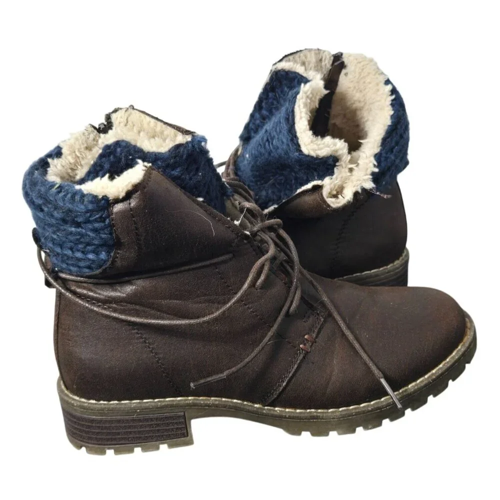 Muk Luks Womens‎ Water Resistant Faux Leather Ankle Booties Size 7 Fall Winter